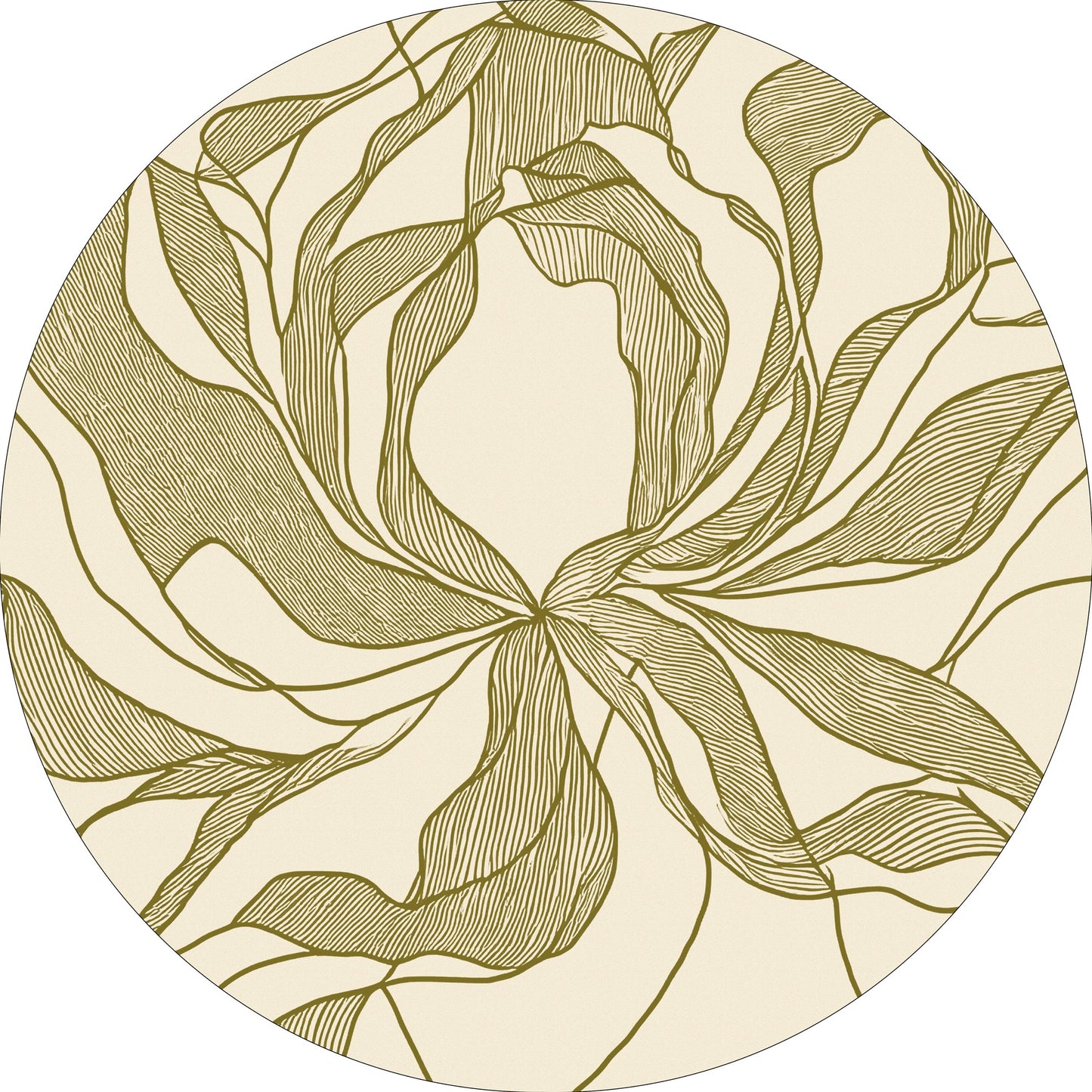 Rug MOMO rugs x NOŪRA studios - Bloom Beige/ olive Round
