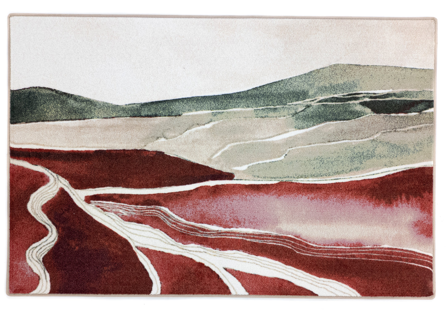 MOMO rugs x NOŪRA studios rug - Horizon Bordeaux/Green