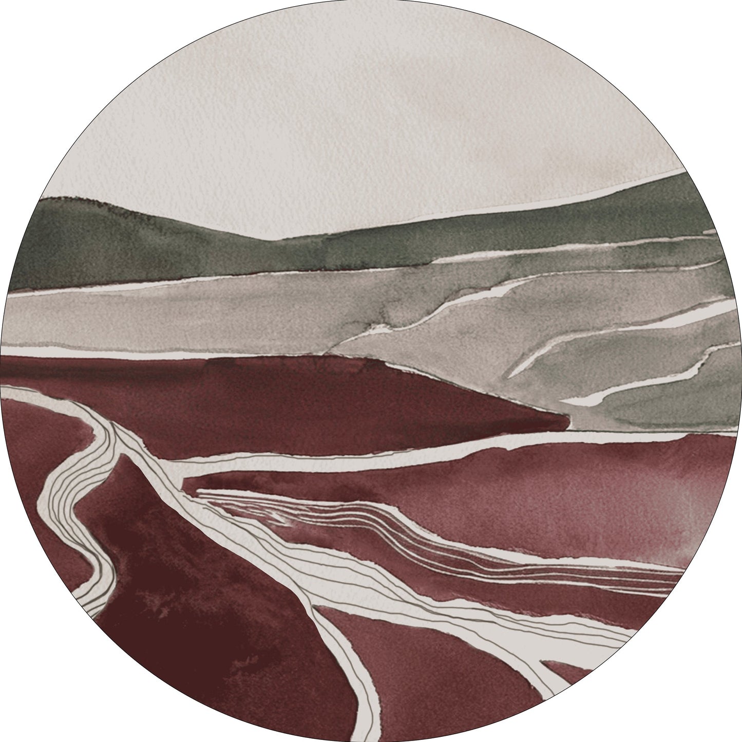 MOMO rugs x NOŪRA studios - Horizon Bordeaux/Green Round