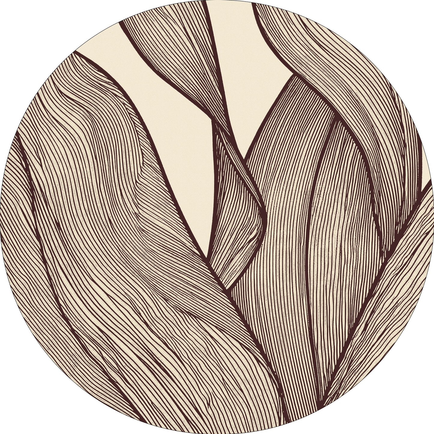 Rug MOMO rugs x NOŪRA studios - Botanical Beige/ bordeaux Round