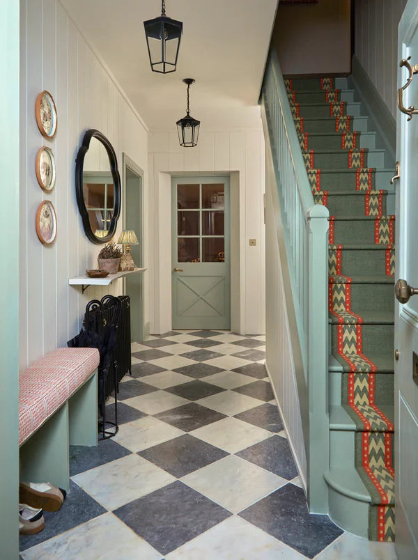 Stair Runner Sophie Cooney Raw Cotton Thora Green