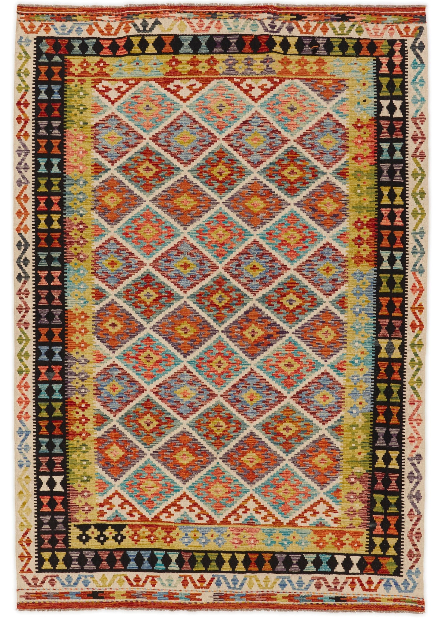 Handwoven Oriental Carpet | Unique Afghan Kelim 14076 (in stock)