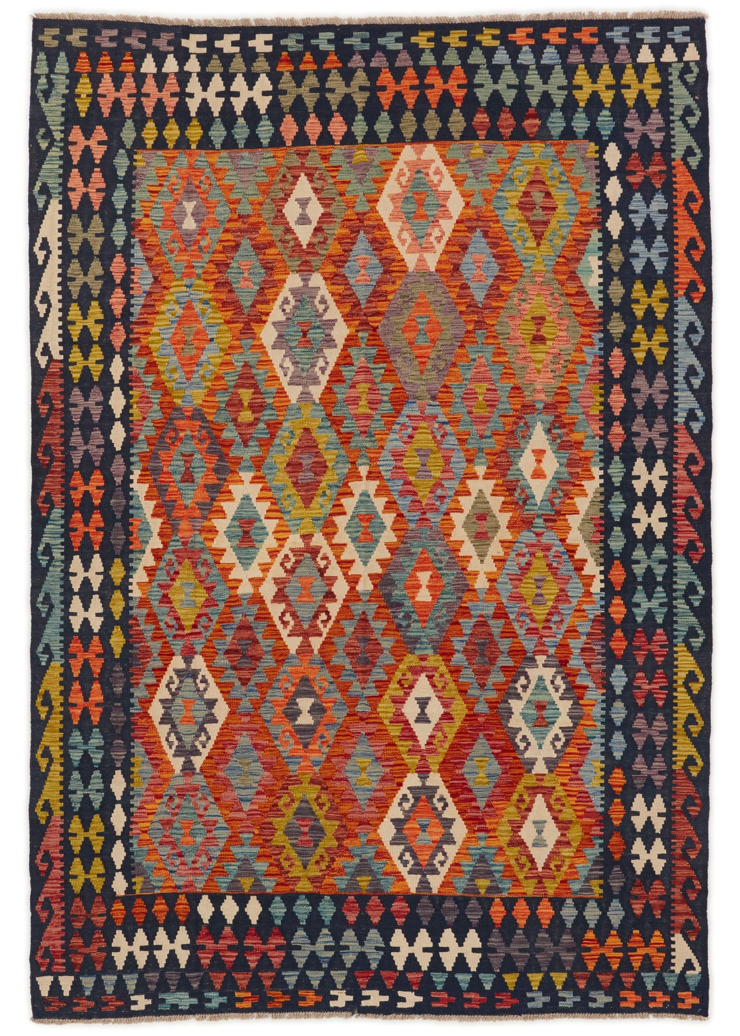 Handwoven Oriental Carpet | Unique Afghan Kelim 13866 (in stock)