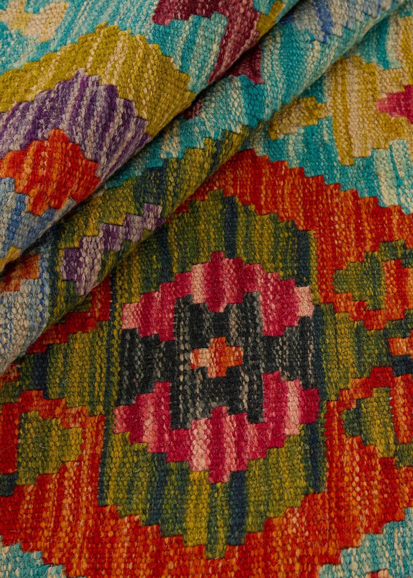 Handwoven Oriental Carpet | Unique Afghan Kelim 13890 (in stock)
