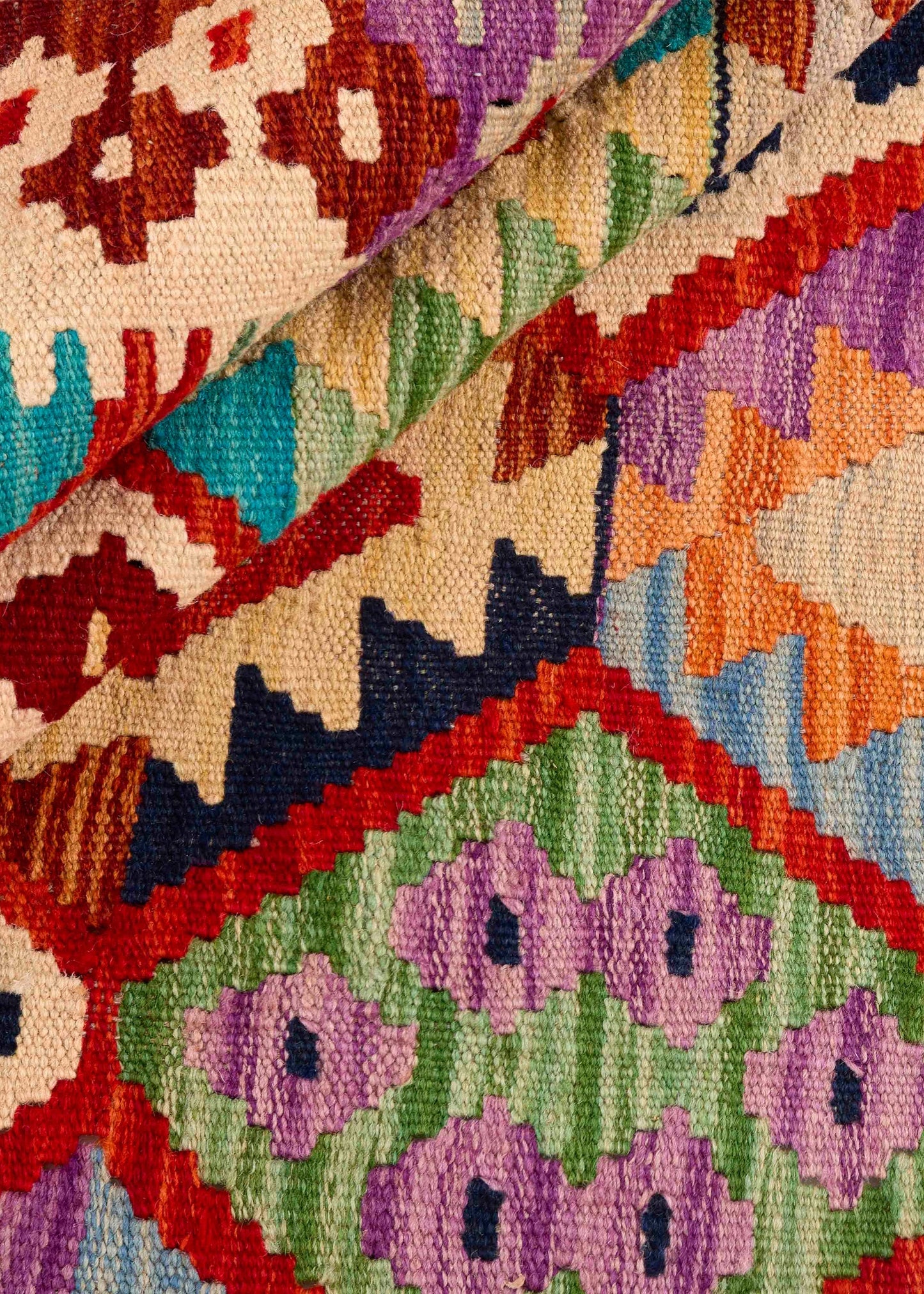 Handwoven Oriental Carpet | Unique Afghan Kelim 95512 (in stock)