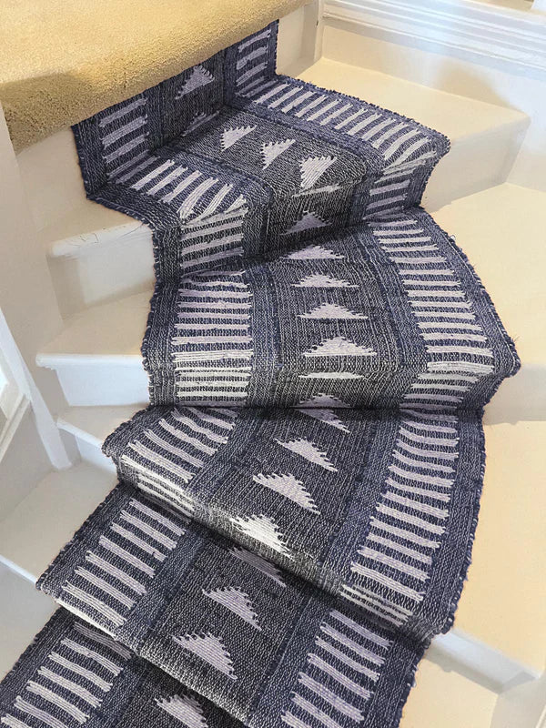 Stair Runner Sophie Cooney Rustic Jute Amina Blueberry Blue