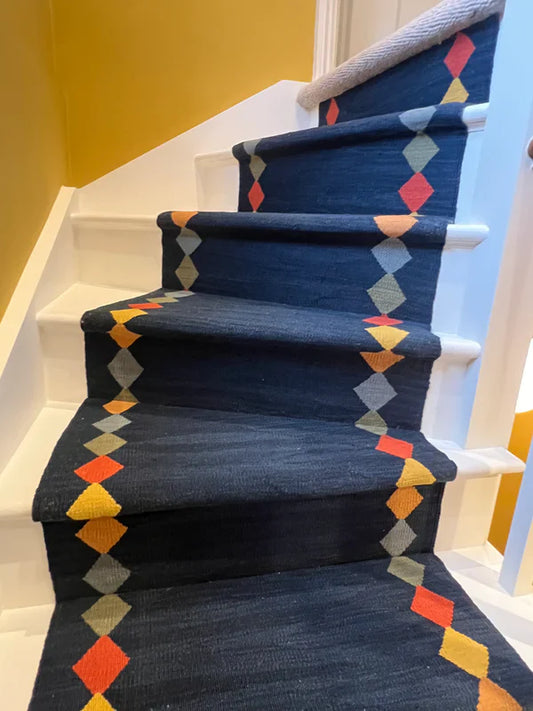 Stair runner Sophie Cooney Amulet Wool Azra Navy