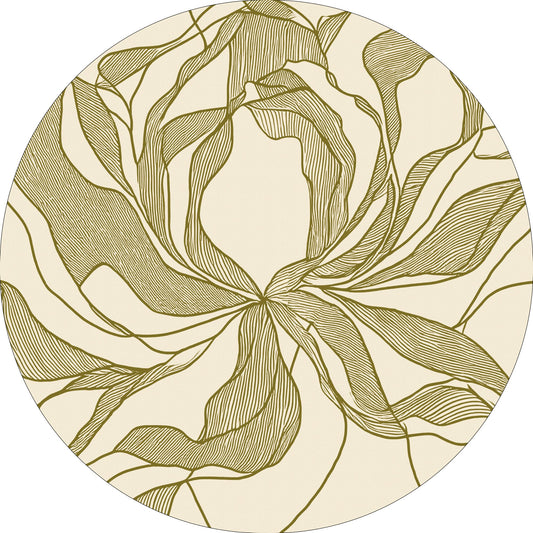 Rug MOMO rugs x NOŪRA studios - Bloom Beige/ olive Round