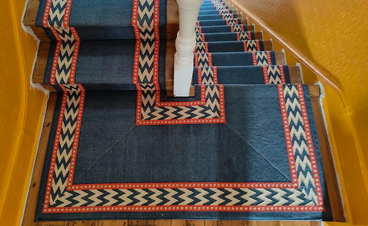 Stair Runner Sophie Cooney Raw Cotton Thora Blue