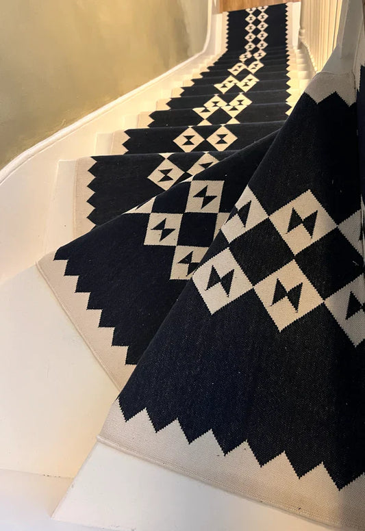Stair runner Sophie Cooney Raw Cotton Eye Duo Navy