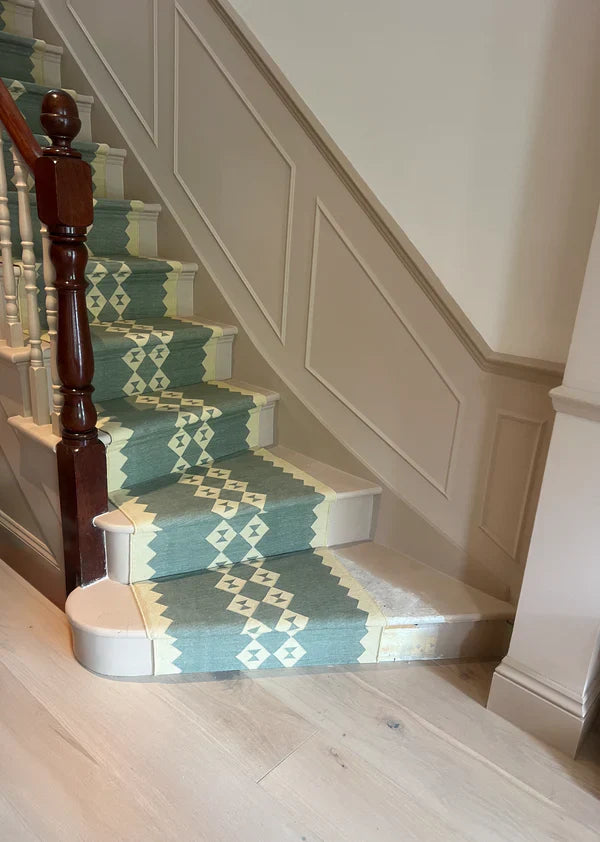 Stair runner Sophie Cooney Raw Cotton Eye Duo Moss Green