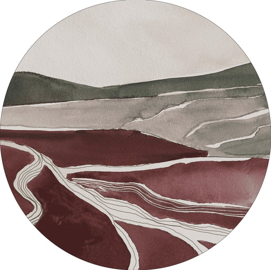 MOMO rugs x NOŪRA studios - Horizon Bordeaux/Green Round