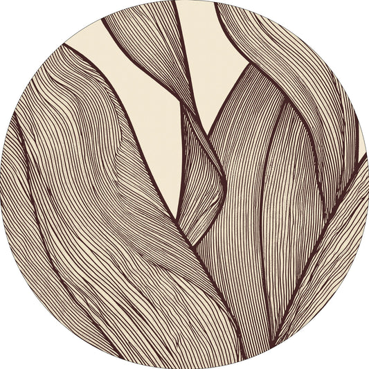 Rug MOMO rugs x NOŪRA studios - Botanical Beige/ bordeaux Round