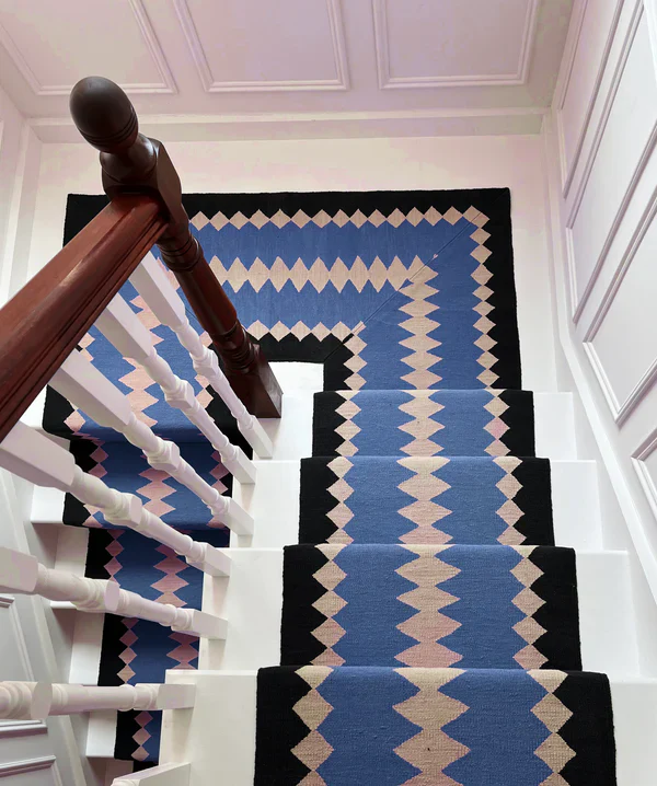 Stair runner Sophie Cooney Amulet Wool Safari Sky Blue