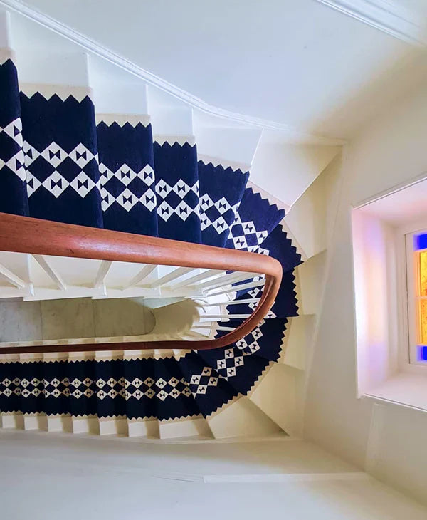 Stair runner Sophie Cooney Raw Cotton Eye Duo Navy