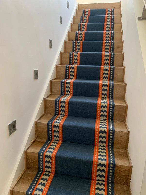 Stair Runner Sophie Cooney Raw Cotton Thora Blue