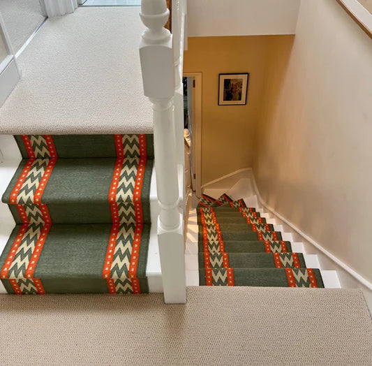 Stair Runner Sophie Cooney Raw Cotton Thora Green