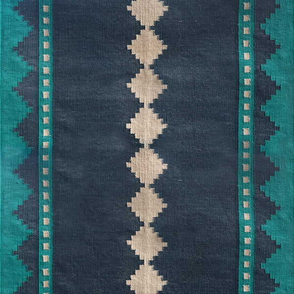 Stair runner Sophie Cooney Raw Cotton Terra Blue