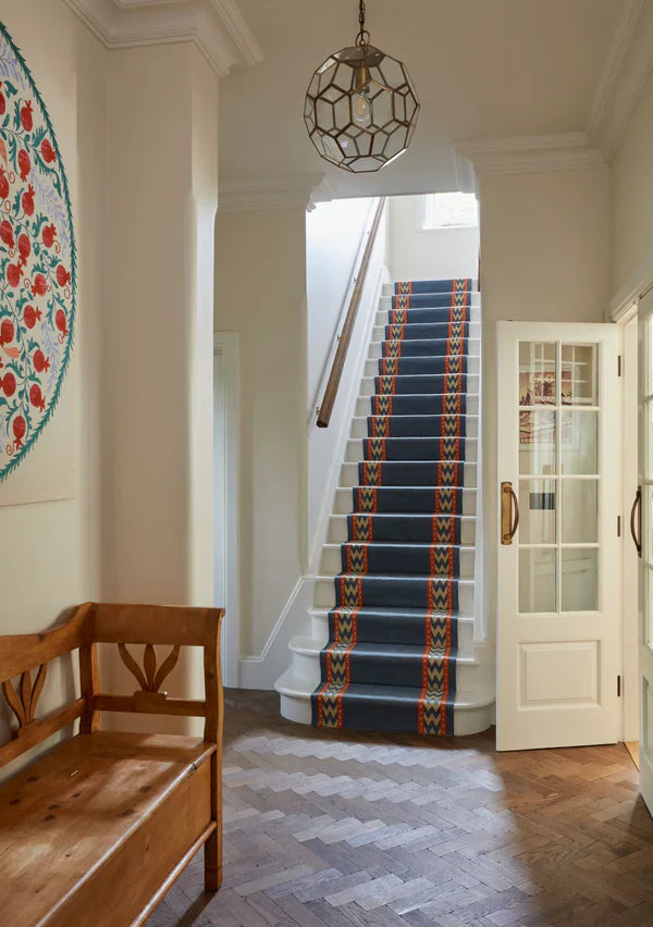 Stair Runner Sophie Cooney Raw Cotton Thora Blue