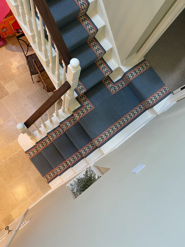 Stair Runner Sophie Cooney Raw Cotton Thora Blue