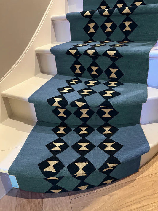 Stair runner Sophie Cooney Amulet Wool Tria Sky Blue