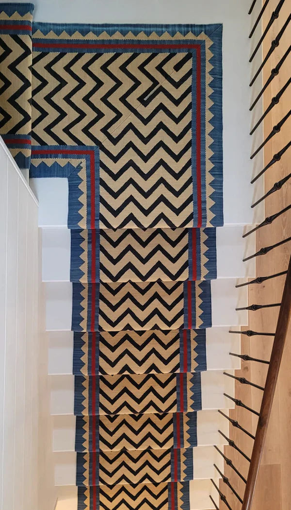 Stair Runner Sophie Cooney Amulet Wool Tribal Blue