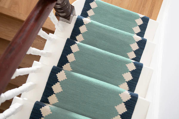 Stair carpet Sophie Cooney Amulet Wool Via Stone Blue