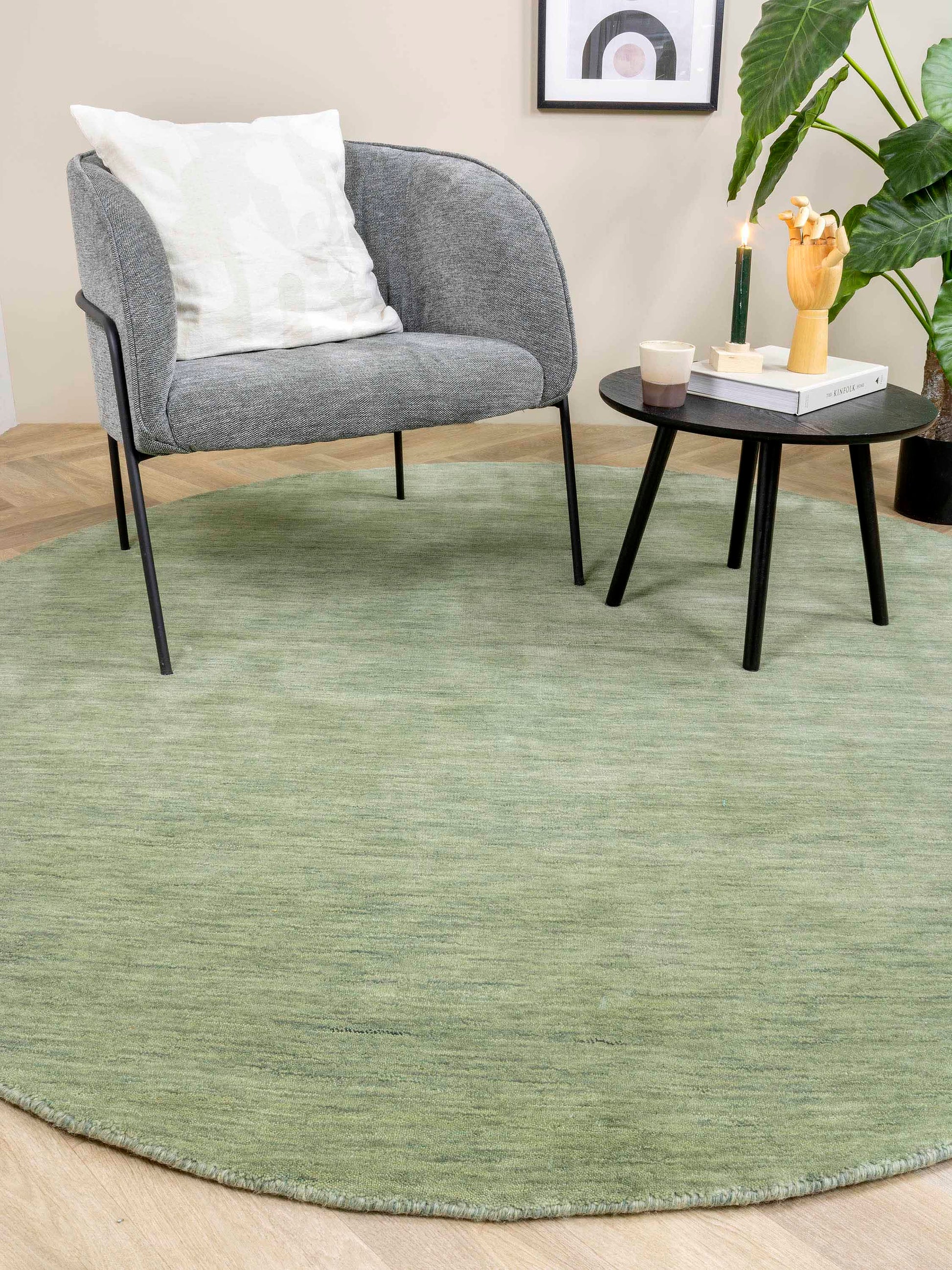 Vloerkleed MOMO Rugs Panorama Uni Rond Green Vloerkledenwinkel